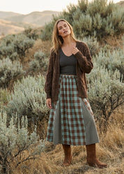 Ashford Gingham Godet Midi Skirt - Westly
