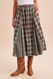 Ashford Gingham Godet Midi Skirt - Westly
