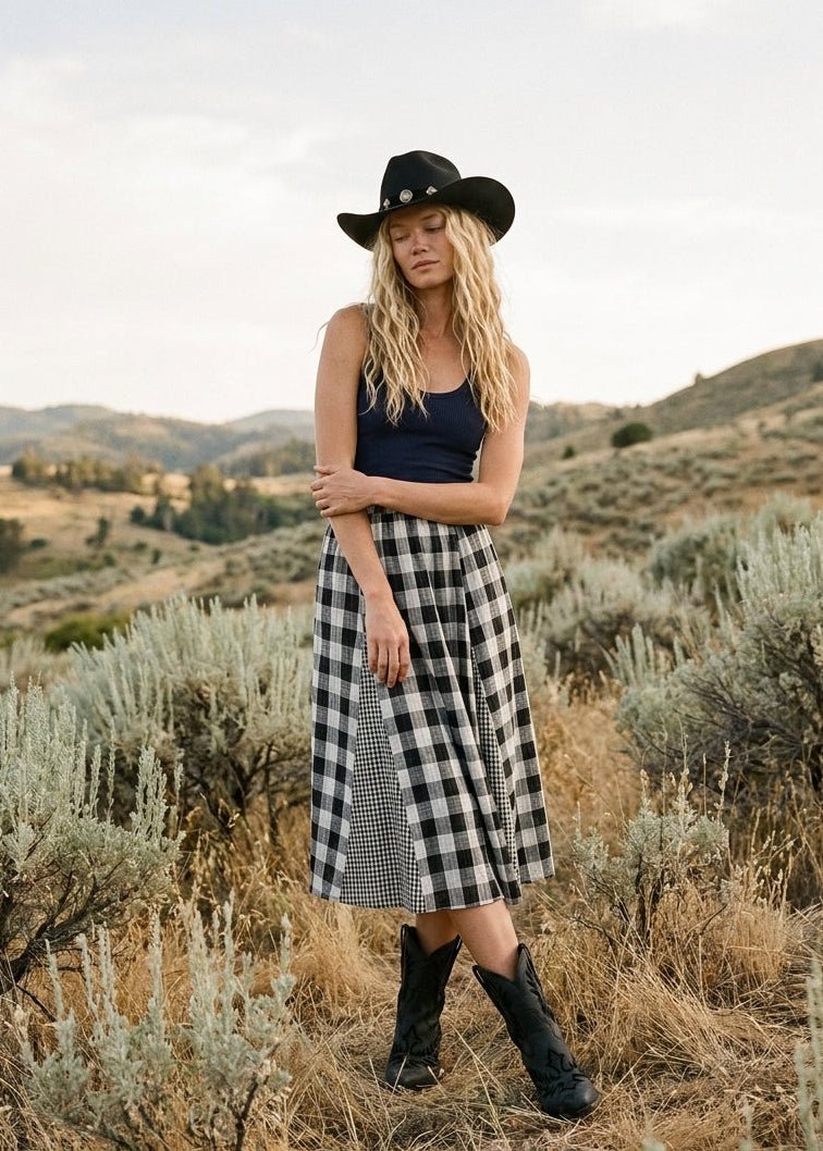 Ashford Gingham Godet Midi Skirt - Westly