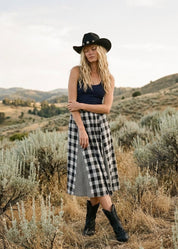 Ashford Gingham Godet Midi Skirt - Westly