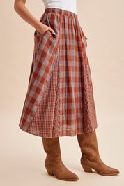 Ashford Gingham Godet Midi Skirt - Westly