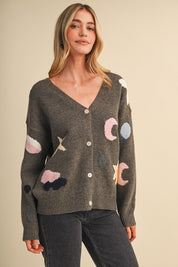 Astronomers Club Celestial Knit Cardigan in Ash Brown Multi, photo 2