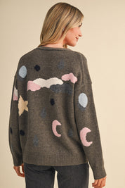 Astronomers Club Celestial Knit Cardigan in Ash Brown Multi, photo 7