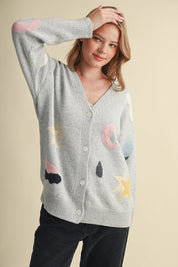 Astronomers Club Celestial Knit Cardigan in Smoky Grey Multi, photo 4