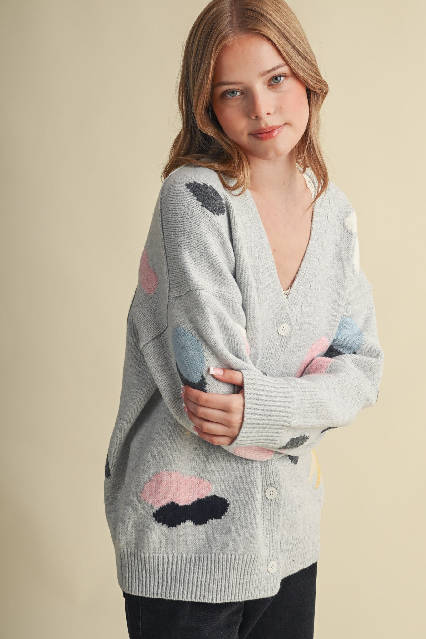 Astronomers Club Celestial Knit Cardigan in Smoky Grey Multi, photo 7