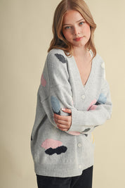 Astronomers Club Celestial Knit Cardigan in Smoky Grey Multi, photo 7