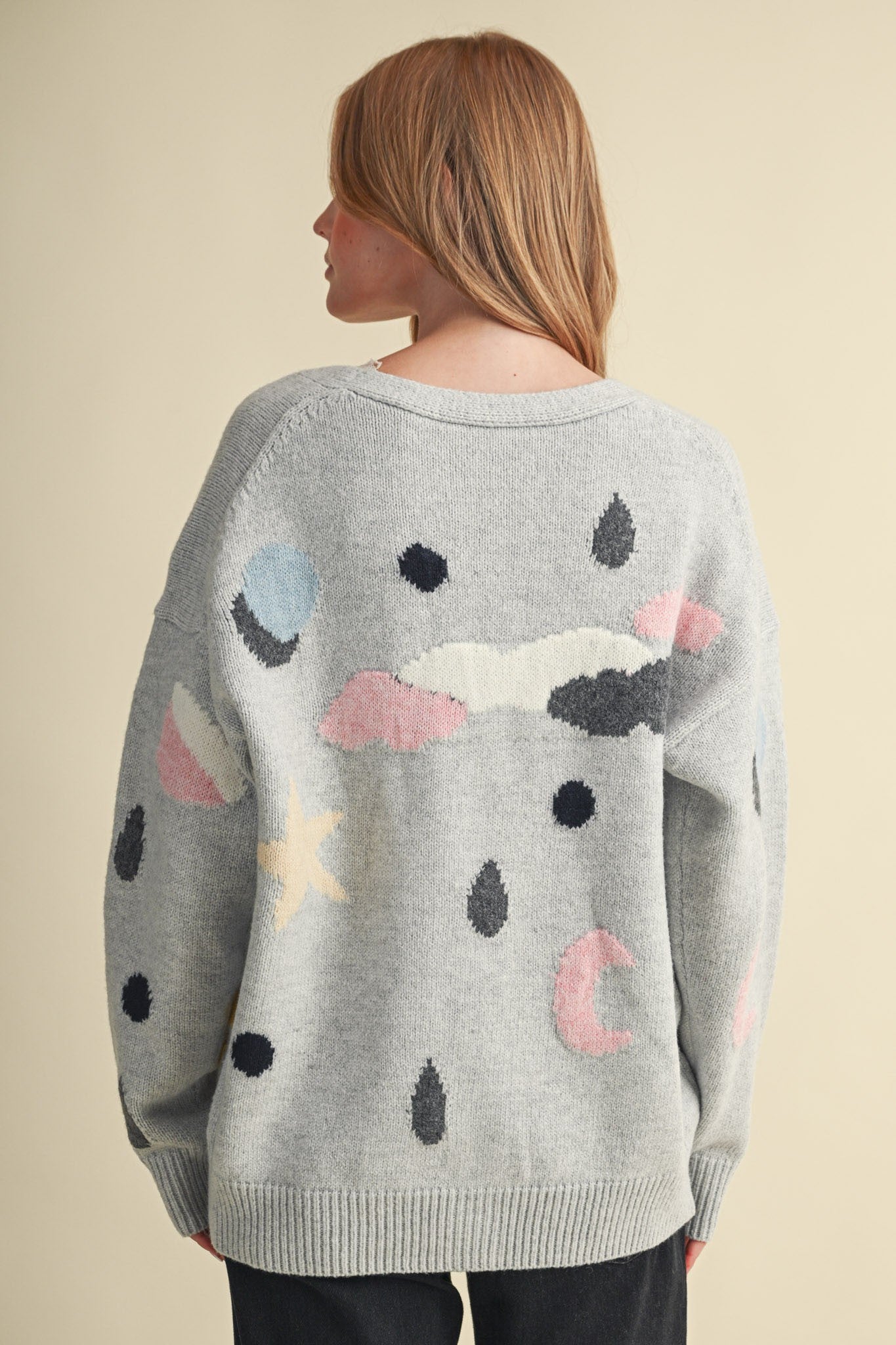 Astronomers Club Celestial Knit Cardigan in Smoky Grey Multi, photo 9