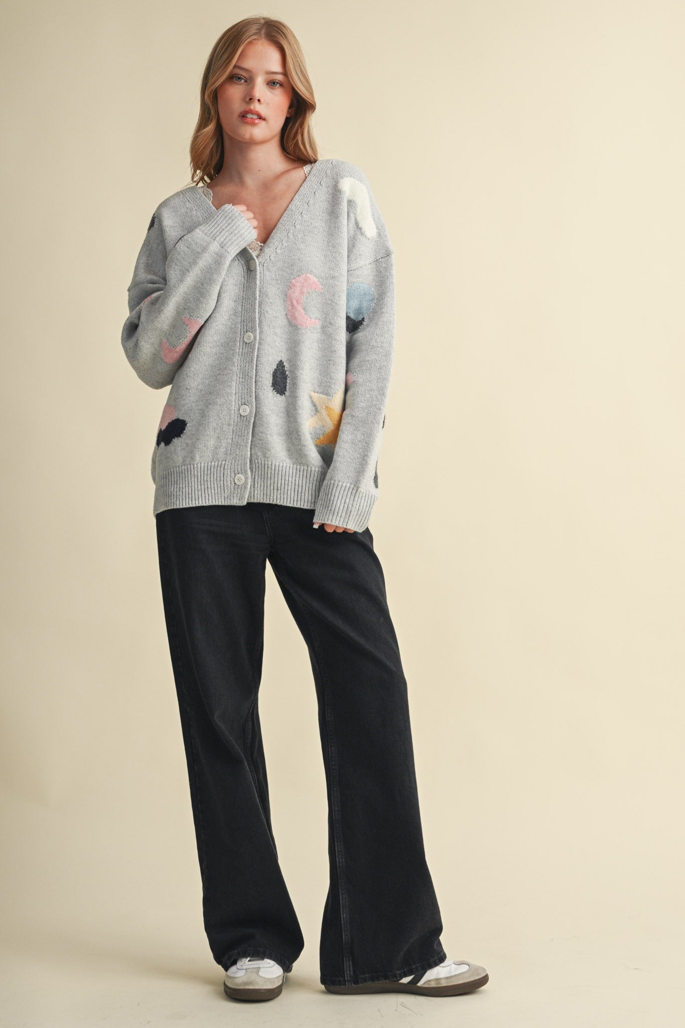 Astronomers Club Celestial Knit Cardigan in Smoky Grey Multi, photo 11