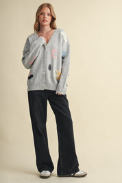 Astronomers Club Celestial Knit Cardigan in Smoky Grey Multi, photo 11