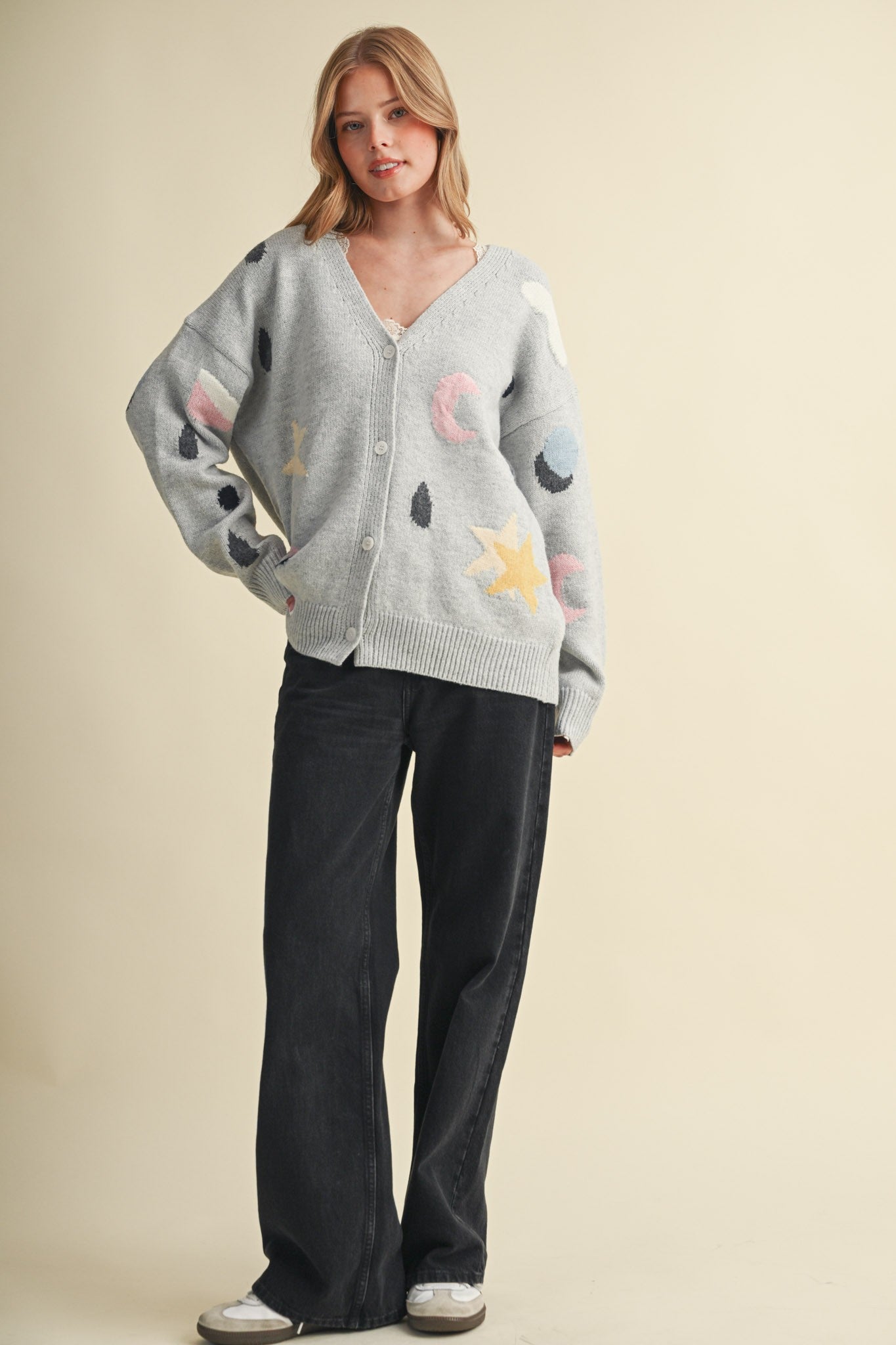 Astronomers Club Celestial Knit Cardigan in Smoky Grey Multi, photo 12