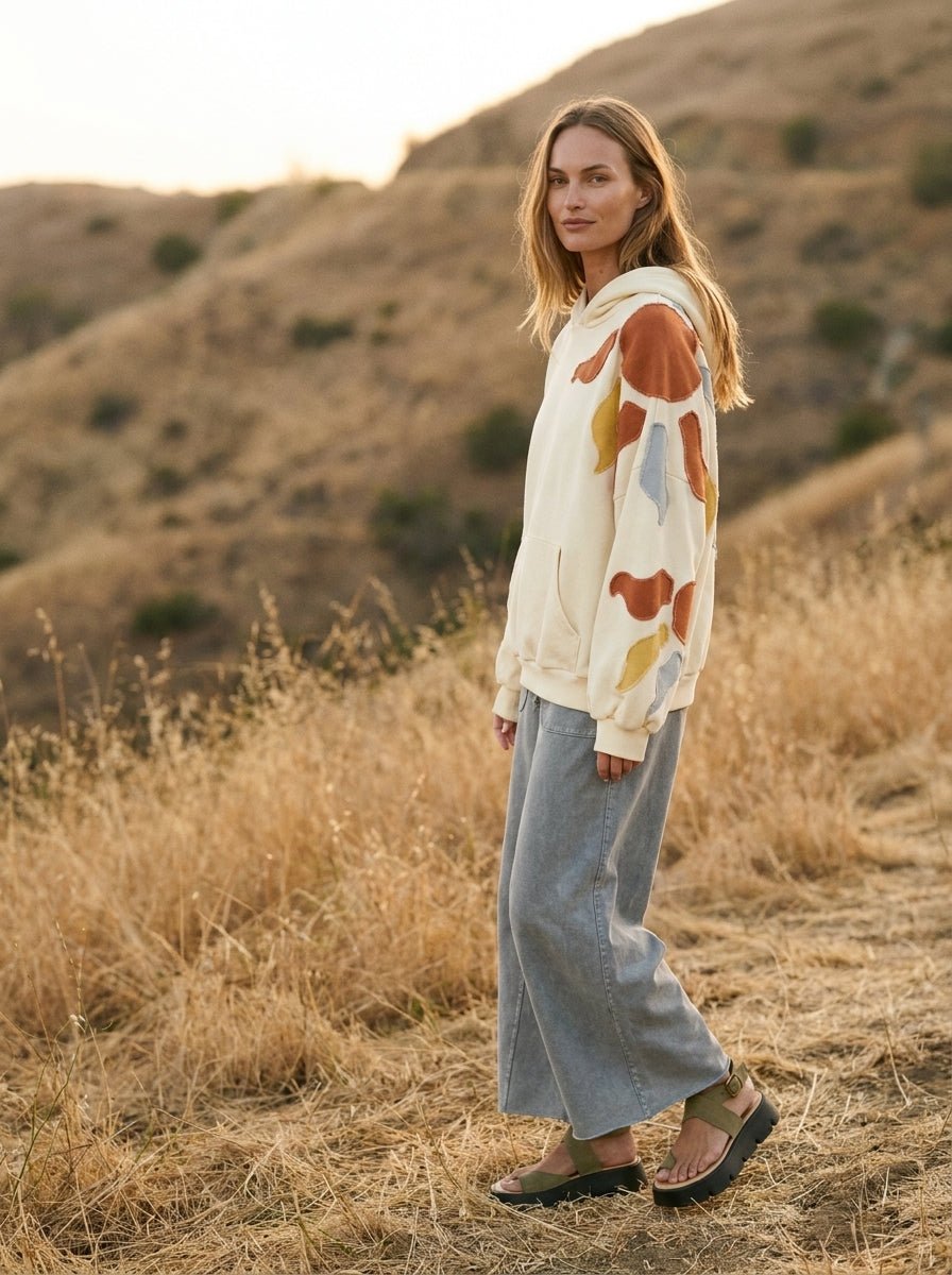 Autumn Skies Abstract Patchwork Hoodie - Westly