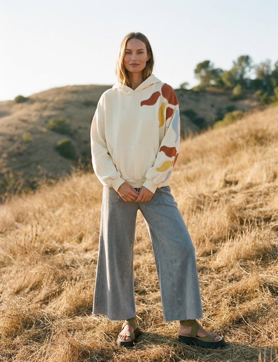 Autumn Skies Abstract Patchwork Hoodie - Westly