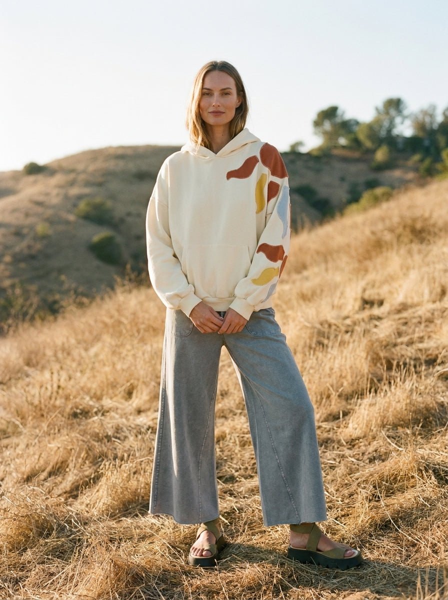 Autumn Skies Abstract Patchwork Hoodie - Westly