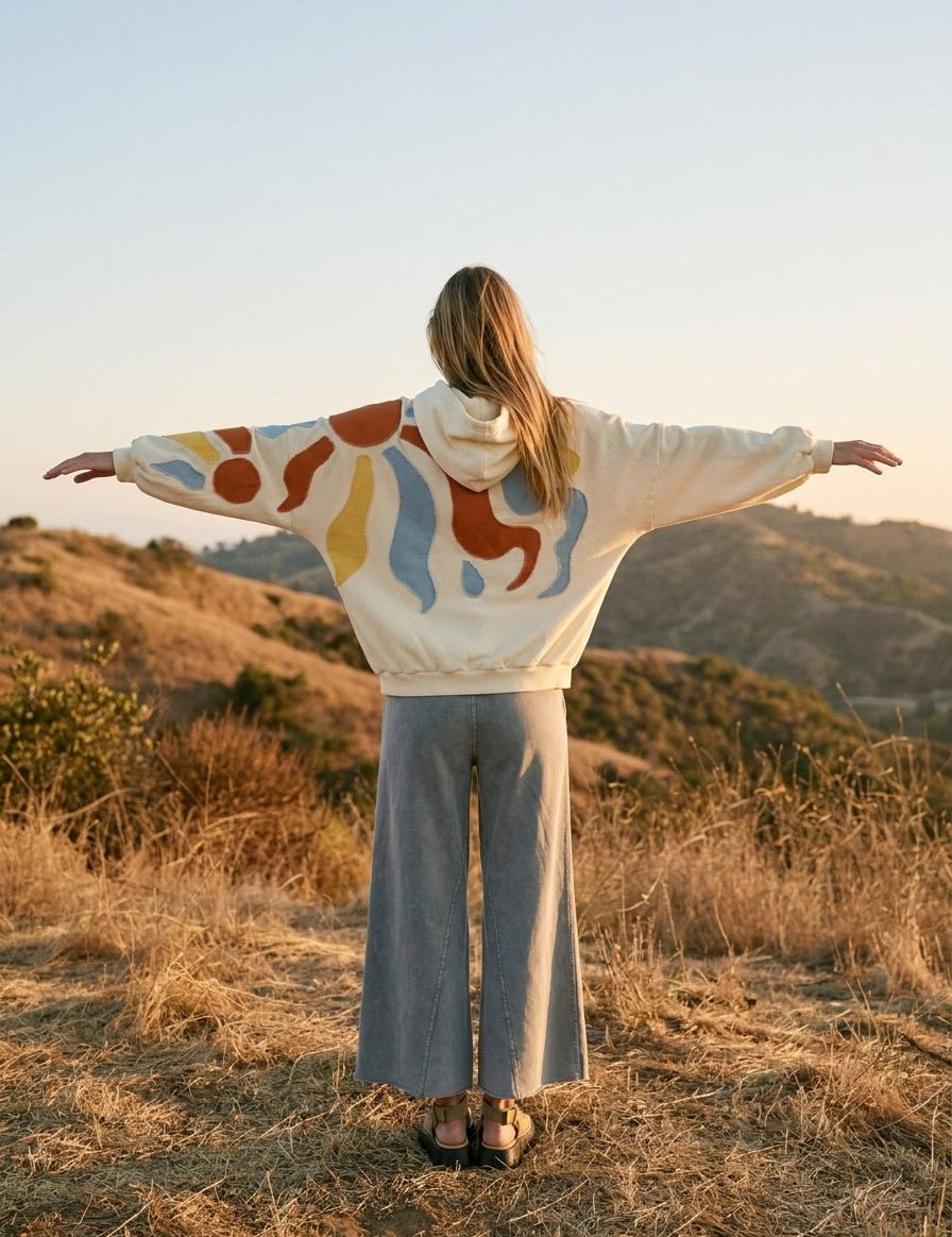 Autumn Skies Abstract Patchwork Hoodie - Westly