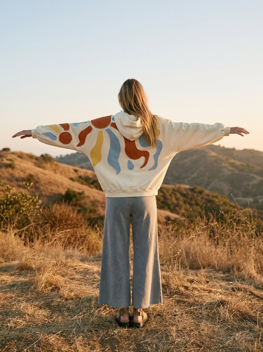 Autumn Skies Abstract Patchwork Hoodie - Westly