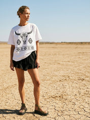Aztec Longhorn Oversized Graphic Tee - Westly