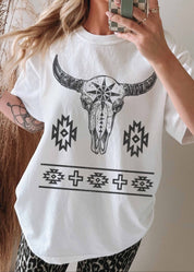 Aztec Longhorn Oversized Graphic Tee - Westly