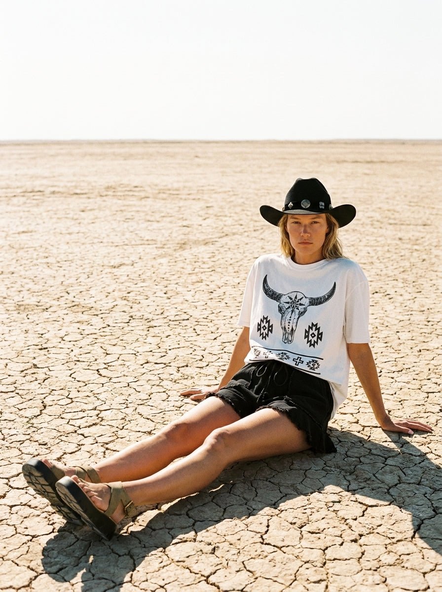 Aztec Longhorn Oversized Graphic Tee - Westly