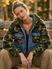 Backroads Camo Hoodie with Denim Bustier - Westly