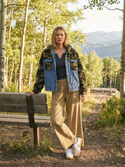Backroads Camo Hoodie with Denim Bustier - Westly