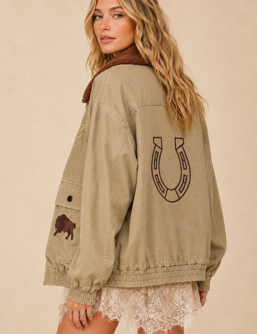Badlands Sherpa-Collar Denim Jacket - Westly