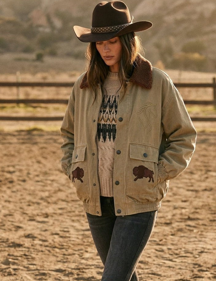 Badlands Sherpa-Collar Denim Jacket - Westly