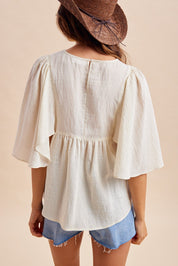 Baja Linen - Blend Embroidered Blouse - Westly