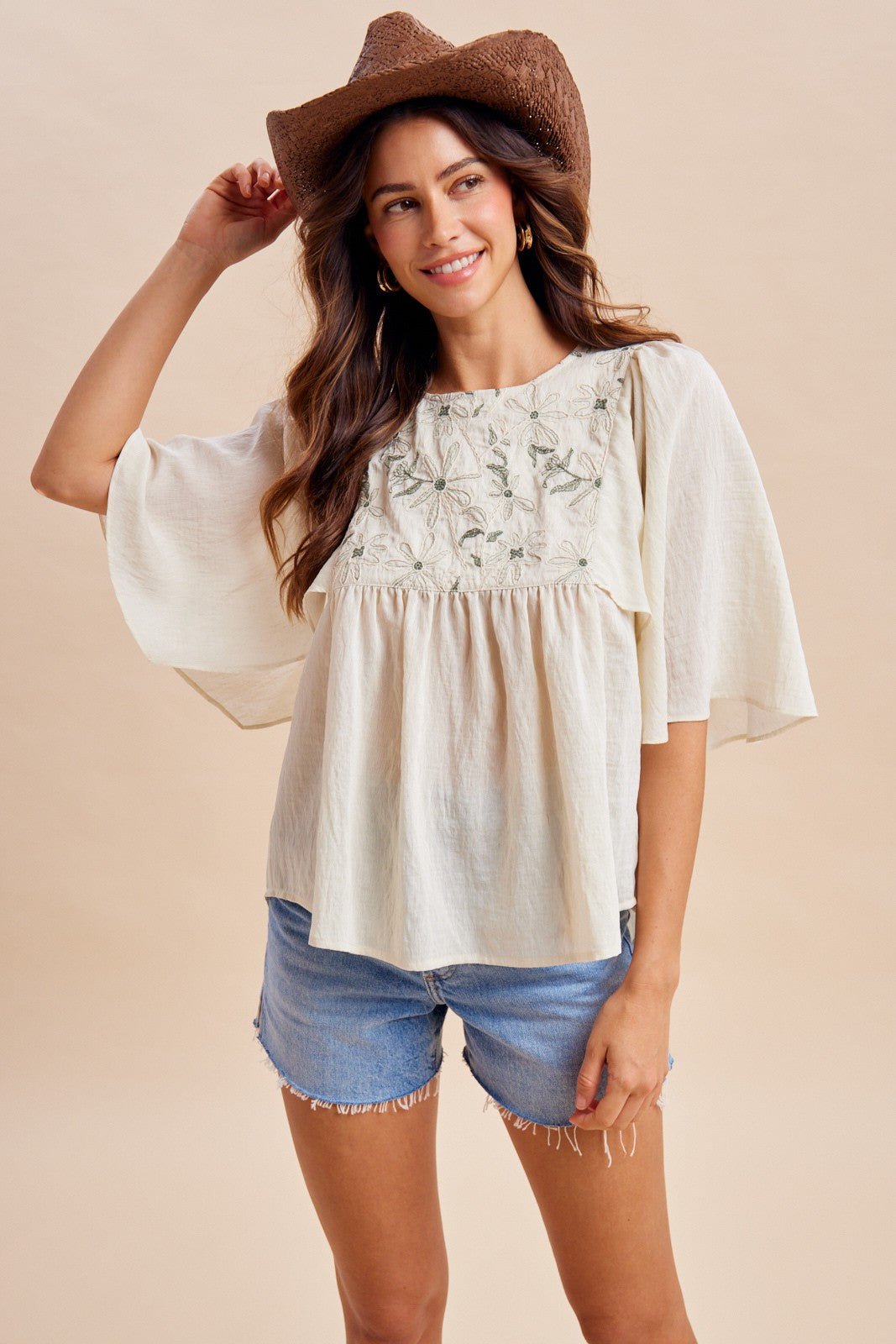 Baja Linen - Blend Embroidered Blouse - Westly