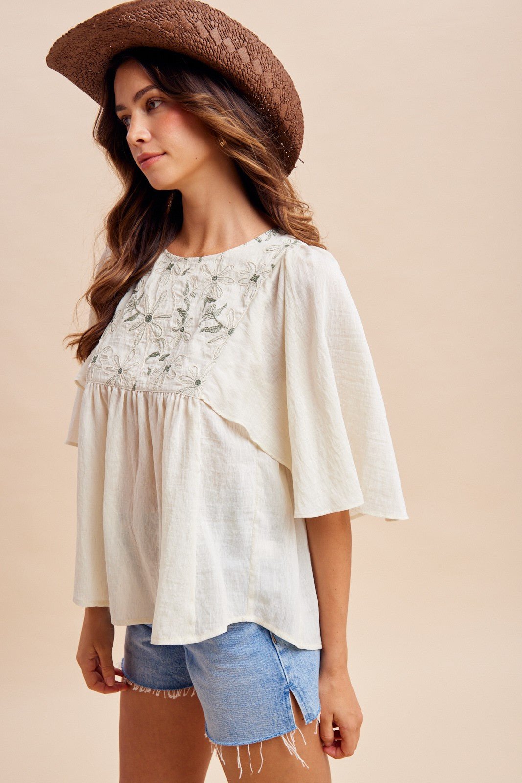 Baja Linen - Blend Embroidered Blouse - Westly