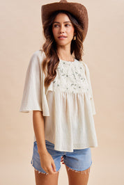 Baja Linen - Blend Embroidered Blouse - Westly