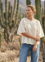 Baja Linen - Blend Embroidered Blouse - Westly