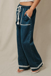 Barbados Blanket Stitch Denim Pants - Westly