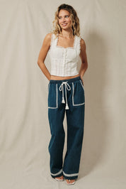 Barbados Blanket Stitch Denim Pants - Westly