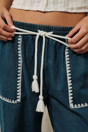 Barbados Blanket Stitch Denim Pants - Westly