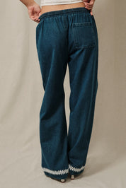 Barbados Blanket Stitch Denim Pants - Westly
