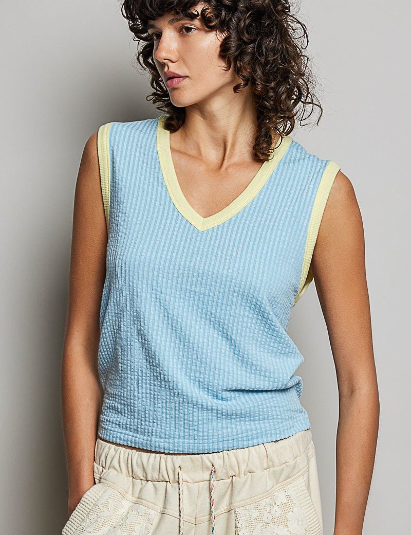 Bare Minimum Contrast Trim Ribeed Tank - Westly