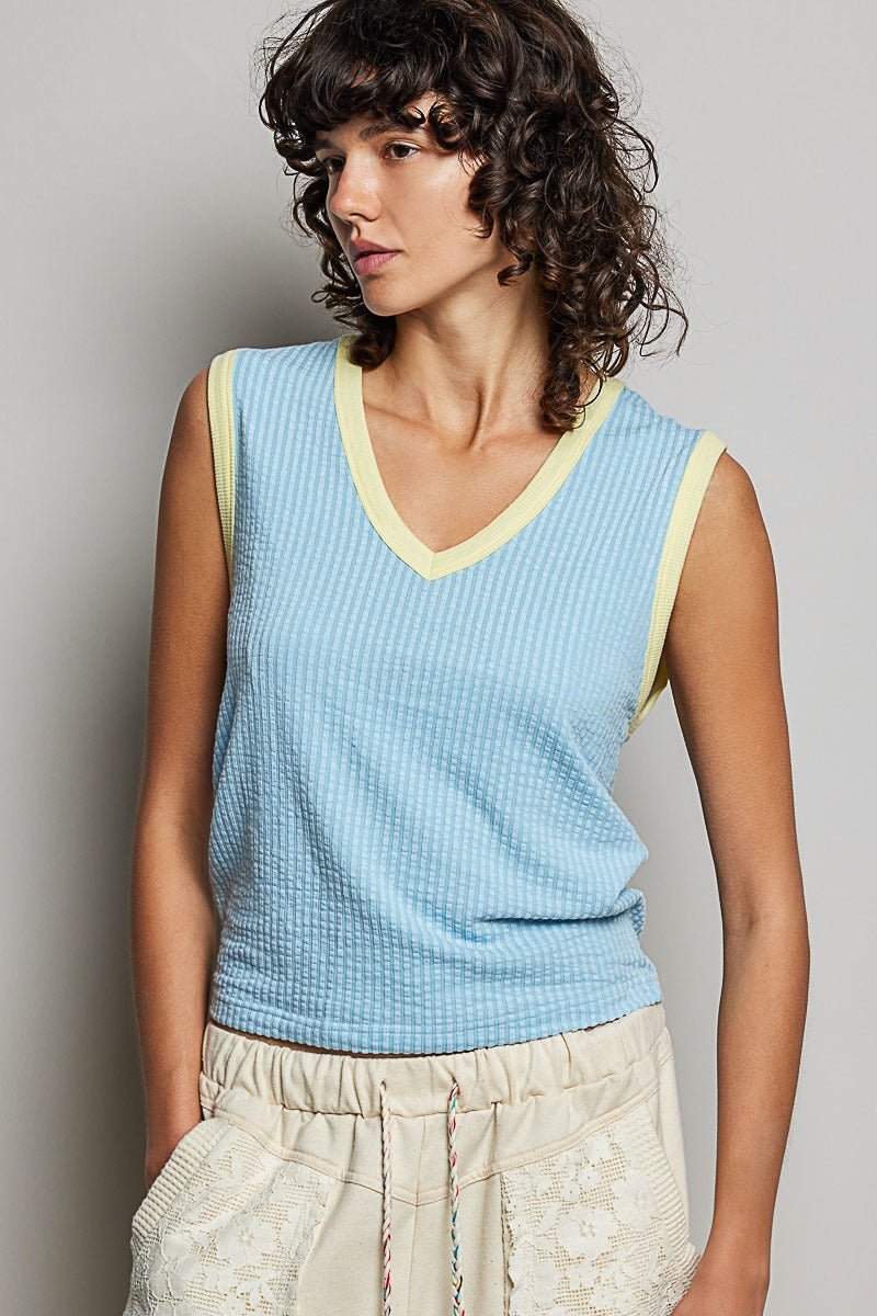 Bare Minimum Contrast Trim Ribeed Tank - Westly