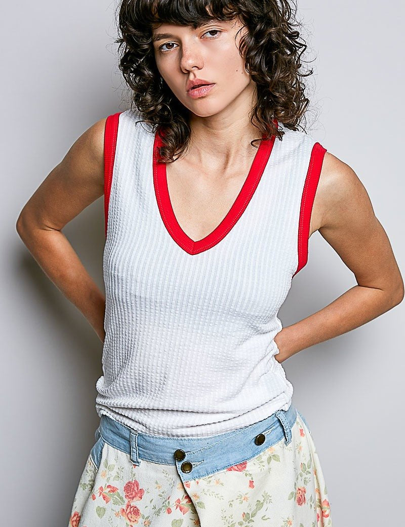 Bare Minimum Contrast Trim Ribeed Tank - Westly