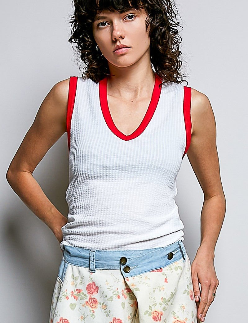 Bare Minimum Contrast Trim Ribeed Tank - Westly