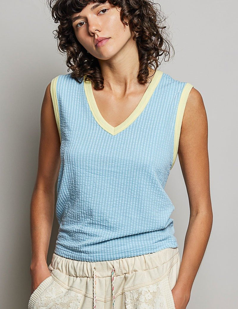 Bare Minimum Contrast Trim Ribeed Tank - Westly