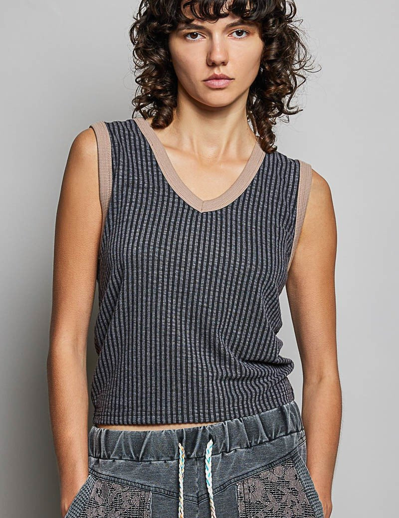 Bare Minimum Contrast Trim Ribeed Tank - Westly