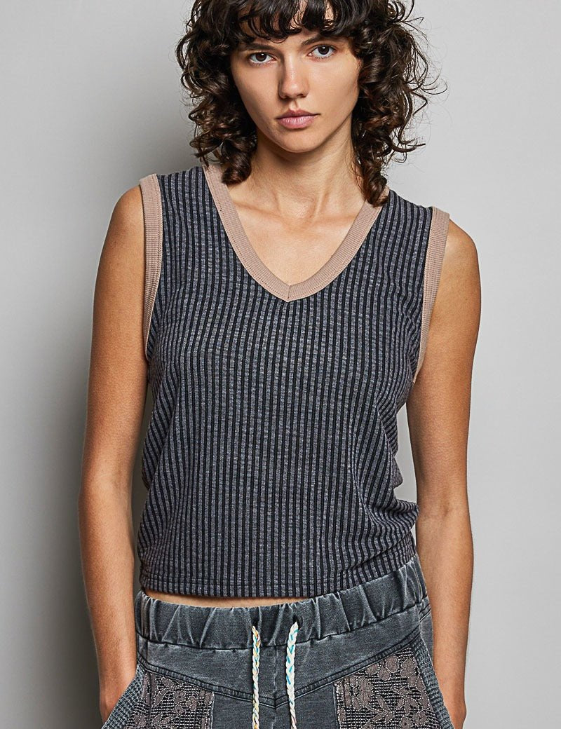 Bare Minimum Contrast Trim Ribeed Tank - Westly