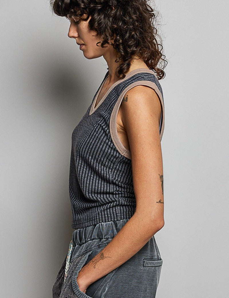 Bare Minimum Contrast Trim Ribeed Tank - Westly