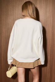 Barnaby Bear Motif Knit Sweater in White — product photo 03