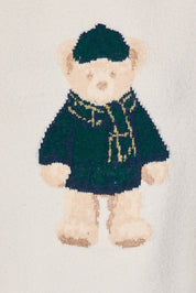 Barnaby Bear Motif Knit Sweater in White — product photo 05