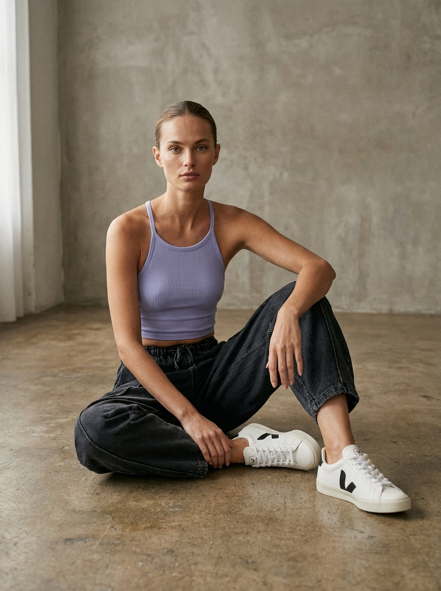 The Essential Mineral Washed Terry Knit Barrel Pants