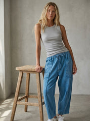 The Essential Mineral Washed Terry Knit Barrel Pants