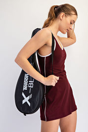 Baseline Contrast Trim Athletic Dress in Dark Cherry White, photo 5