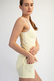 Baseline Contrast Trim Athletic Dress in Lemonilla White, photo 2