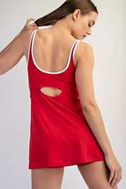 Baseline Contrast Trim Athletic Dress in True Red White, photo 2